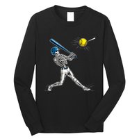 Baseball Skeleton Halloween Spooky Baseball Halloween Design Long Sleeve Shirt