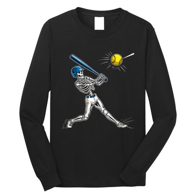 Baseball Skeleton Halloween Spooky Baseball Halloween Design Long Sleeve Shirt