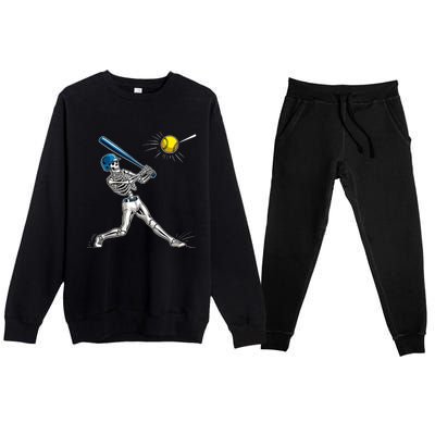 Baseball Skeleton Halloween Spooky Baseball Halloween Design Premium Crewneck Sweatsuit Set