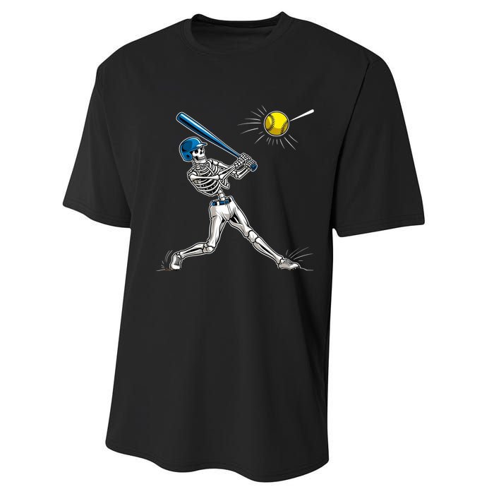 Baseball Skeleton Halloween Spooky Baseball Halloween Design Performance Sprint T-Shirt