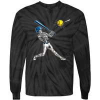 Baseball Skeleton Halloween Spooky Baseball Halloween Design Tie-Dye Long Sleeve Shirt