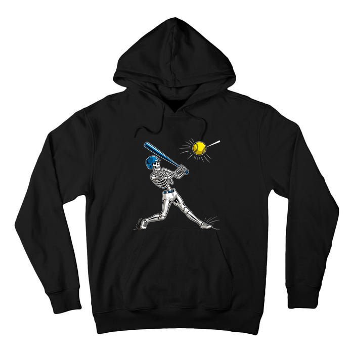 Baseball Skeleton Halloween Spooky Baseball Halloween Design Tall Hoodie