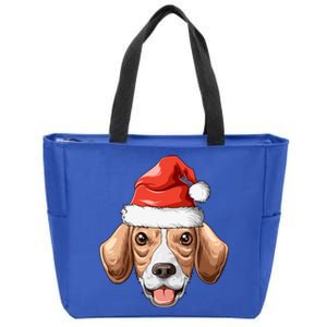 Beagle Santa Hat Christmas Beagle Cute Gift Zip Tote Bag