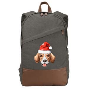 Beagle Santa Hat Christmas Beagle Cute Gift Cotton Canvas Backpack