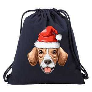 Beagle Santa Hat Christmas Beagle Cute Gift Drawstring Bag