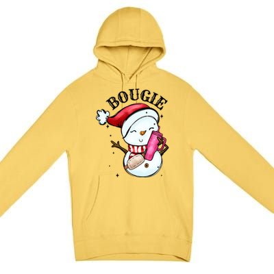 Bougie Snowman Holding A Tumbler Premium Pullover Hoodie