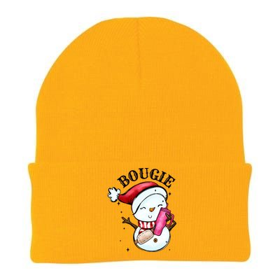 Bougie Snowman Holding A Tumbler Knit Cap Winter Beanie