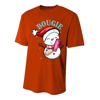 Bougie Snowman Holding A Tumbler Performance Sprint T-Shirt