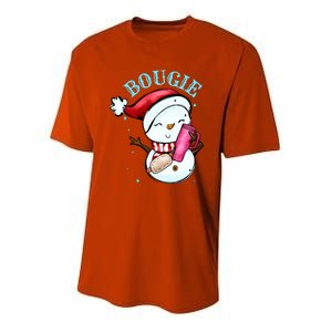 Bougie Snowman Holding A Tumbler Youth Performance Sprint T-Shirt