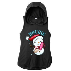 Bougie Snowman Holding A Tumbler Ladies PosiCharge Tri-Blend Wicking Draft Hoodie Tank