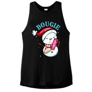 Bougie Snowman Holding A Tumbler Ladies PosiCharge Tri-Blend Wicking Tank