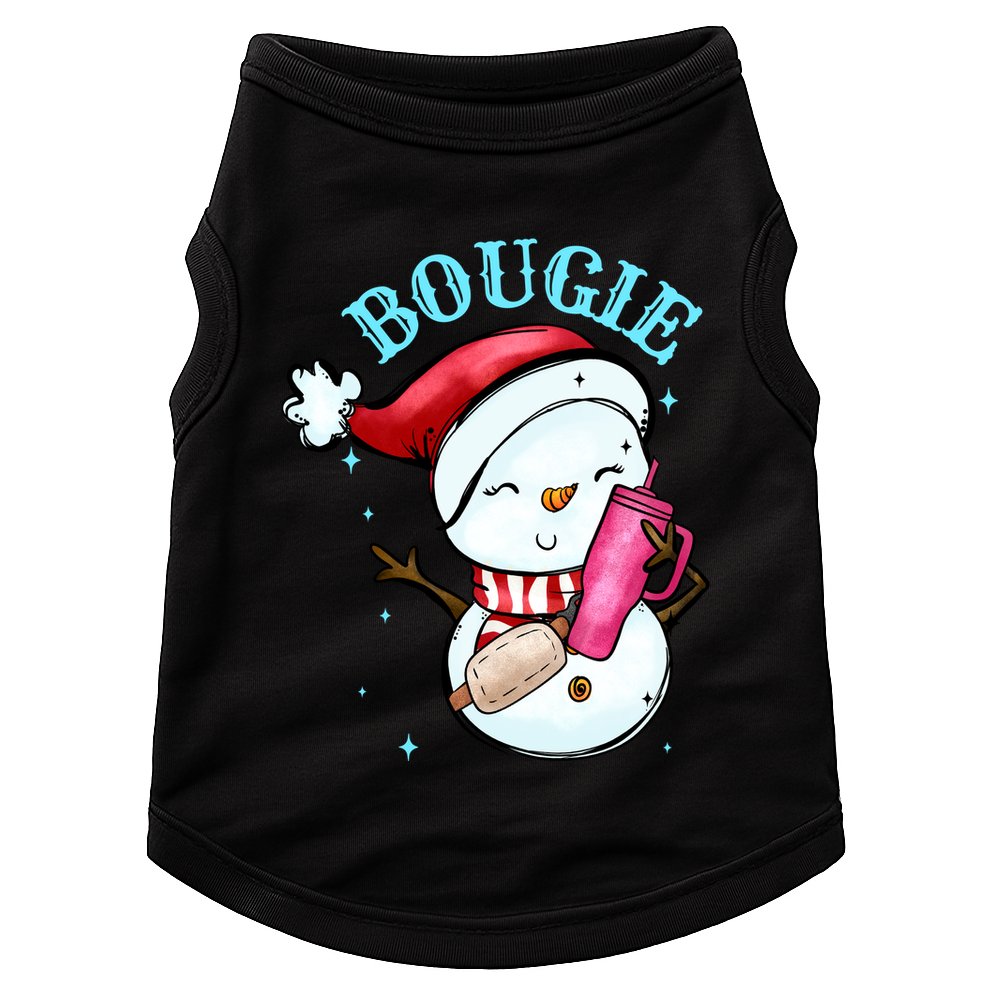 Bougie Snowman Holding A Tumbler Doggie Tank