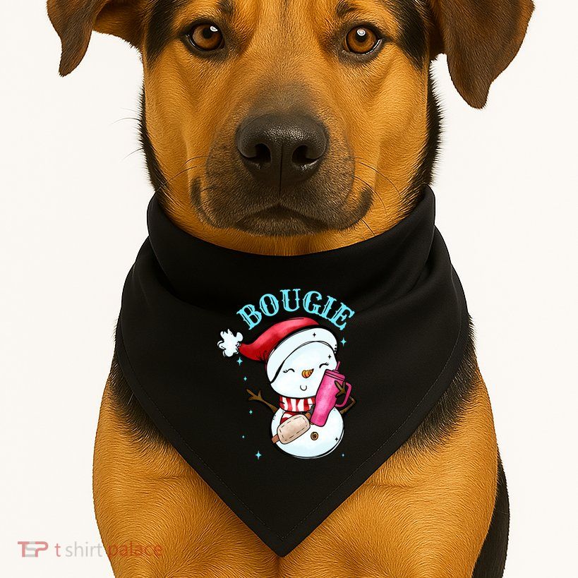Bougie Snowman Holding A Tumbler USA-Made Doggie Bandana