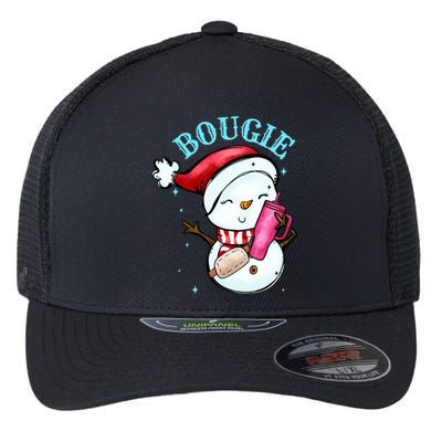 Bougie Snowman Holding A Tumbler Flexfit Unipanel Trucker Cap