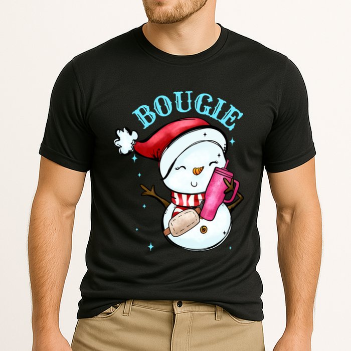 Bougie Snowman Holding A Tumbler Cooling Performance Crew T-Shirt