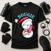 Bougie Snowman Holding A Tumbler Cooling Performance Crew T-Shirt