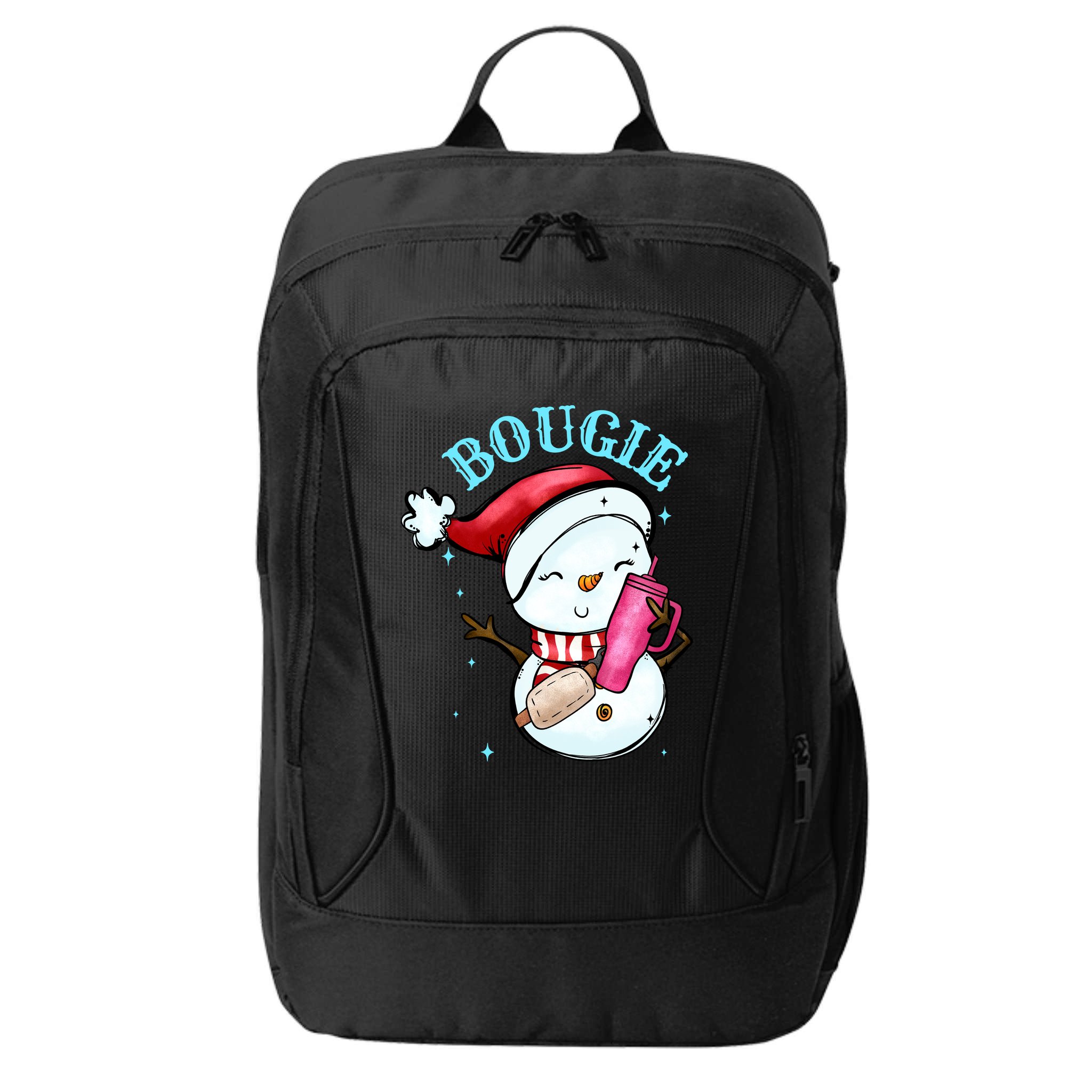 Bougie Snowman Holding A Tumbler City Backpack