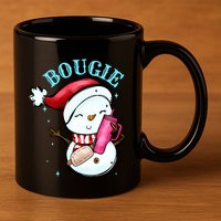 Bougie Snowman Holding A Tumbler 11oz C Handle Ceramic Mug