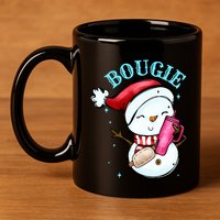 Bougie Snowman Holding A Tumbler 11oz C Handle Ceramic Mug