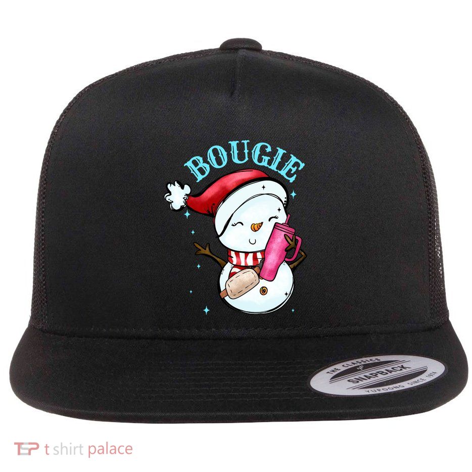 Bougie Snowman Holding A Tumbler Flatbill Hat