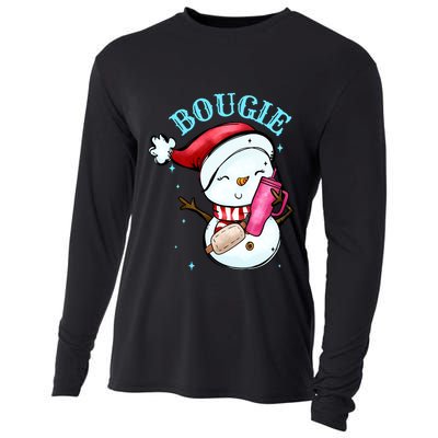Bougie Snowman Holding A Tumbler Cooling Performance Long Sleeve Crew