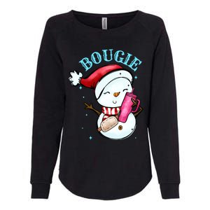 Bougie Snowman Holding A Tumbler Womens California Wash Sweatshirt