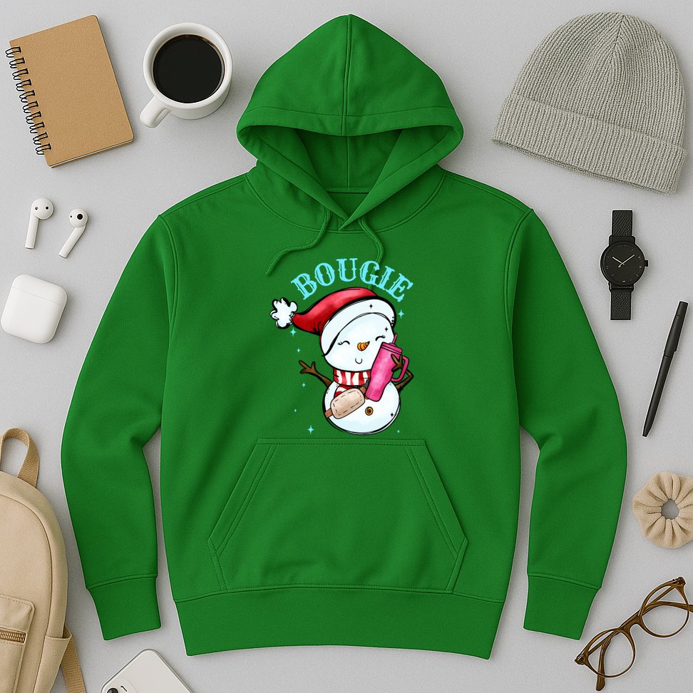 Bougie Snowman Holding A Tumbler Hoodie