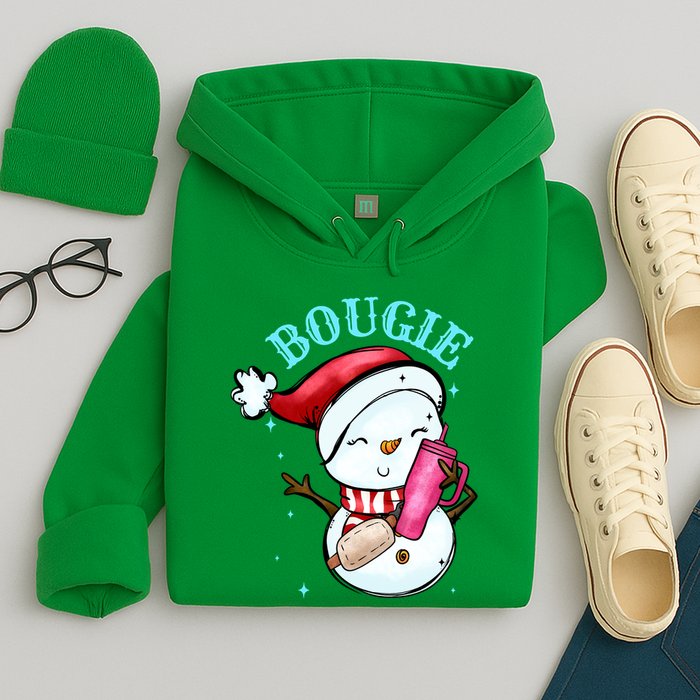 Bougie Snowman Holding A Tumbler Hoodie