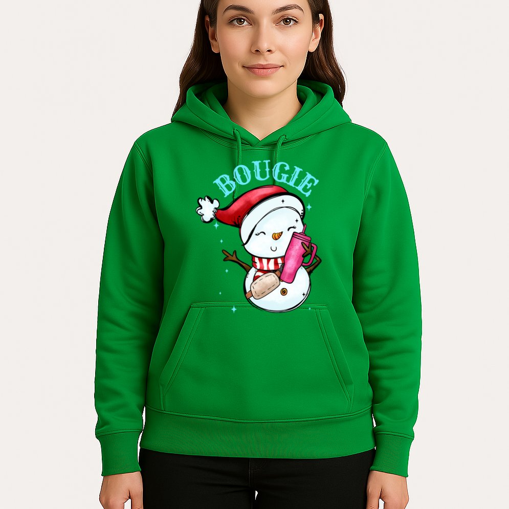Bougie Snowman Holding A Tumbler Hoodie