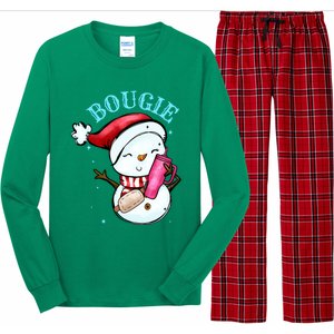 Bougie Snowman Holding A Tumbler Long Sleeve Pajama Set