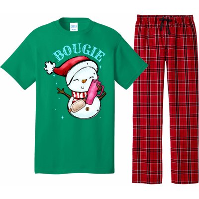 Bougie Snowman Holding A Tumbler Pajama Set