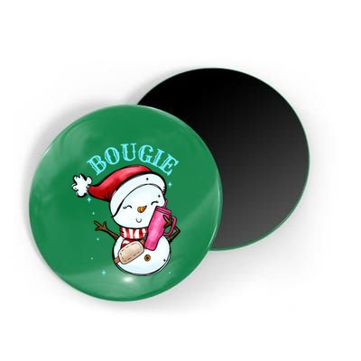 Bougie Snowman Holding A Tumbler Magnet