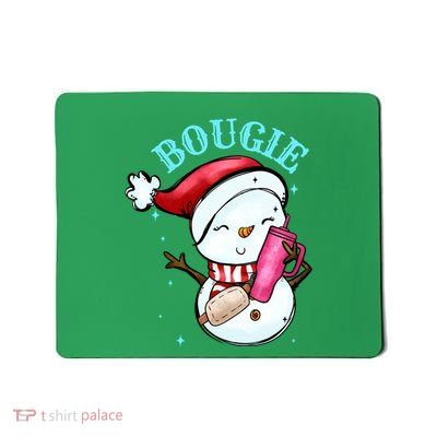 Bougie Snowman Holding A Tumbler Mousepad