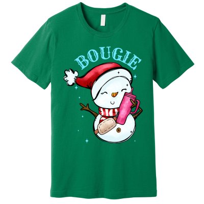 Bougie Snowman Holding A Tumbler Premium T-Shirt