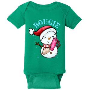 Bougie Snowman Holding A Tumbler Baby Bodysuit