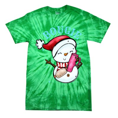 Bougie Snowman Holding A Tumbler Tie-Dye T-Shirt