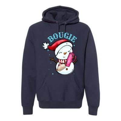 Bougie Snowman Holding A Tumbler Premium Hoodie