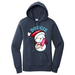 Bougie Snowman Holding A Tumbler Women's Pullover Hoodie