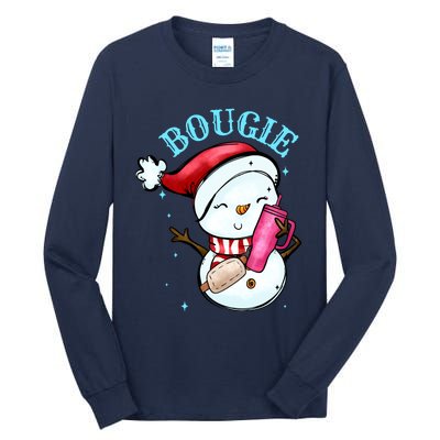 Bougie Snowman Holding A Tumbler Tall Long Sleeve T-Shirt