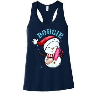 Bougie Snowman Holding A Tumbler Women's Racerback Tank