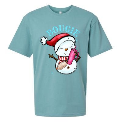 Bougie Snowman Holding A Tumbler Sueded Cloud Jersey T-Shirt