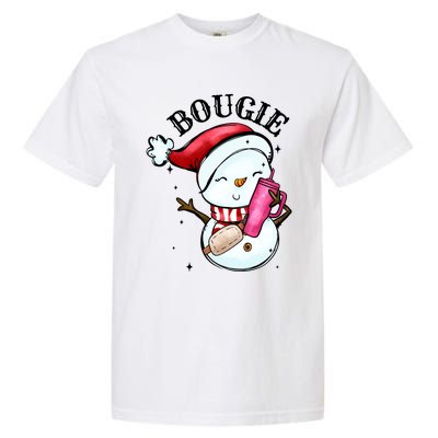 Bougie Snowman Holding A Tumbler Garment-Dyed Heavyweight T-Shirt