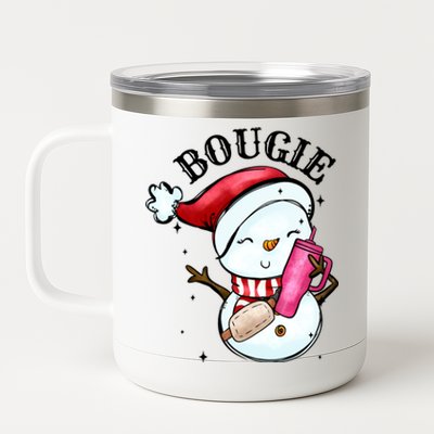 Bougie Snowman Holding A Tumbler 12 oz Stainless Steel Tumbler Cup