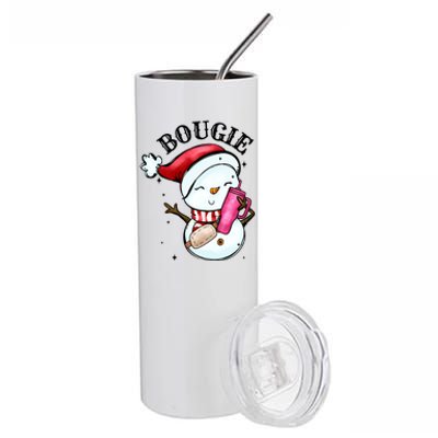 Bougie Snowman Holding A Tumbler Stainless Steel Tumbler