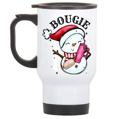 Bougie Snowman Holding A Tumbler Stainless Steel Travel Mug