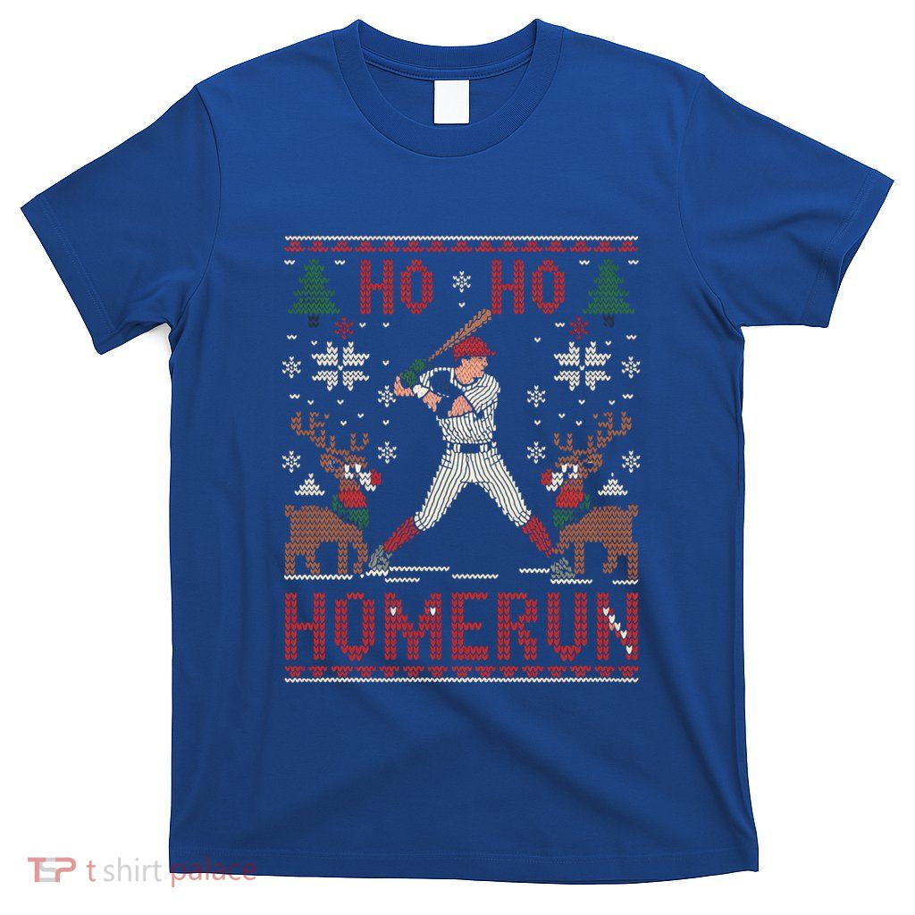 Baseball Softball Ho Ho Homerun Ugly Christmas Party Gift T-Shirt