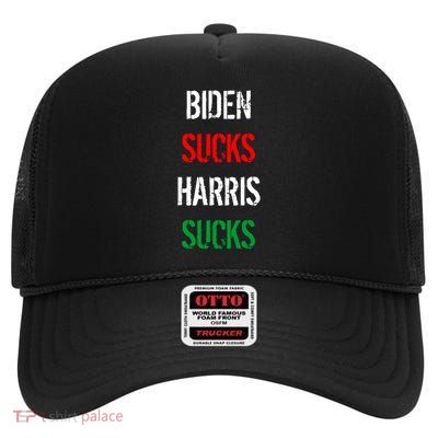 Biden Sucks Harris Sucks High Crown Mesh Back Trucker Hat