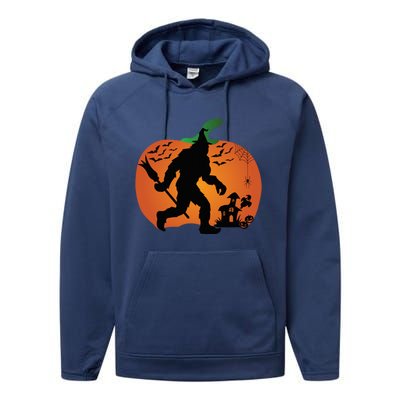 Bigfoot Sasquatch Halloween Lover Witch Giant Pumpkin Halloween Haunted House Performance Fleece Hoodie