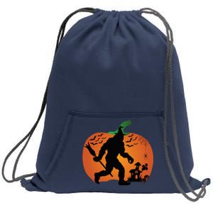 Bigfoot Sasquatch Halloween Lover Witch Giant Pumpkin Halloween Haunted House Sweatshirt Cinch Pack Bag