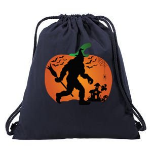 Bigfoot Sasquatch Halloween Lover Witch Giant Pumpkin Halloween Haunted House Drawstring Bag